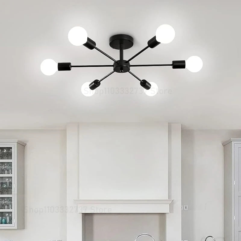 Modern Chandelier Restaurant Black Chandelier Living Room Suspended Ceiling Light Iron E27 Chandelier Home Decoration