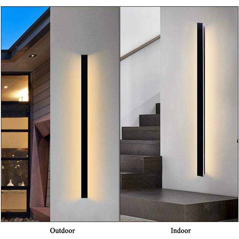 85-256V Outdoordecoration Long Wall Light Nordic Outdoor Waterproof Modern Long Strip LED Lighting Wall Lamp IP65 Garden Light