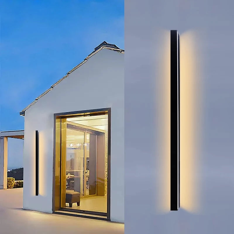 85-256V Outdoordecoration Long Wall Light Nordic Outdoor Waterproof Modern Long Strip LED Lighting Wall Lamp IP65 Garden Light