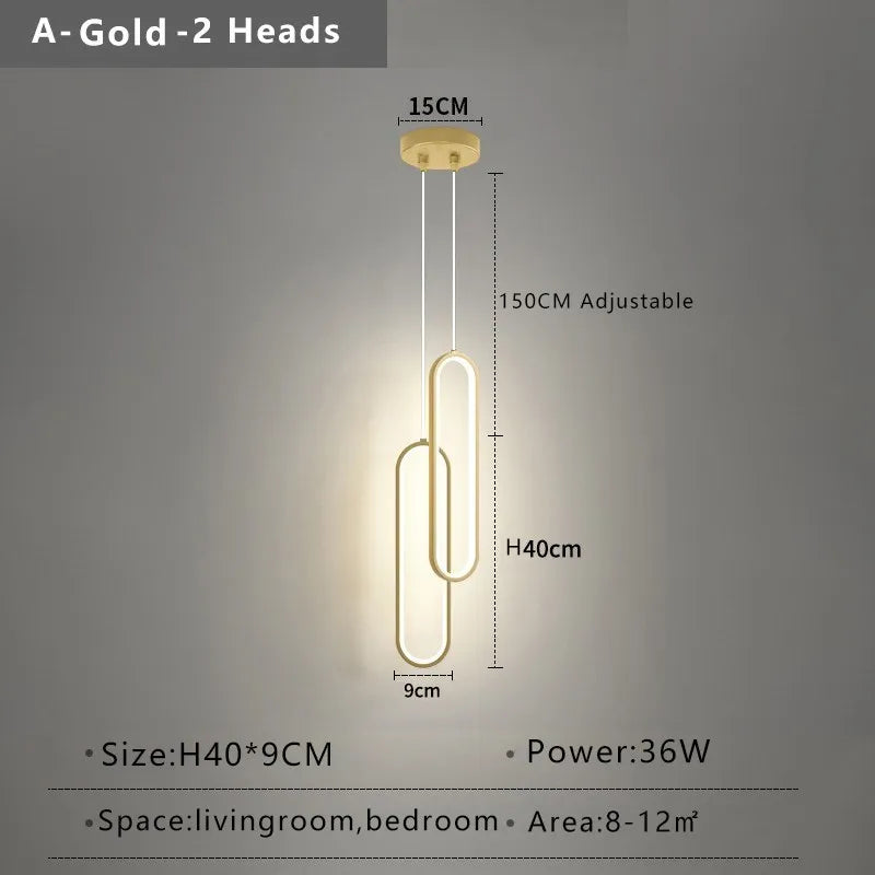 Modern Minimalist LED Pendant Light Chandelier for Bedroom Restaurant Living Room Gold Black Hanging Lamps Decoration Led Lustre