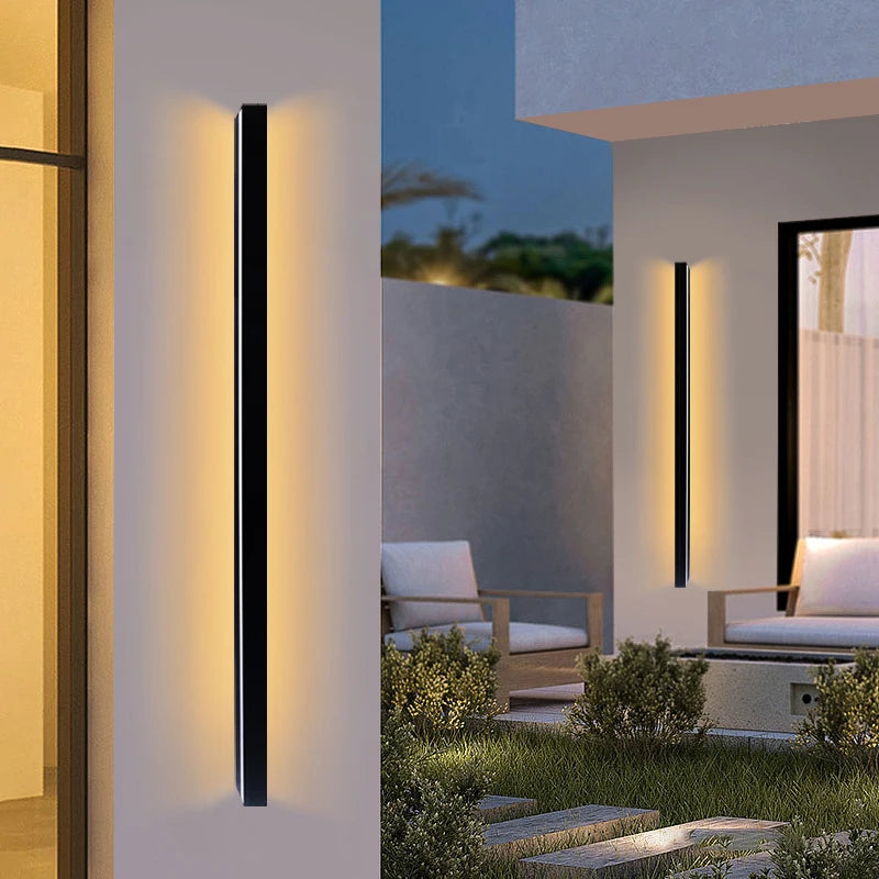 85-256V Outdoordecoration Long Wall Light Nordic Outdoor Waterproof Modern Long Strip LED Lighting Wall Lamp IP65 Garden Light